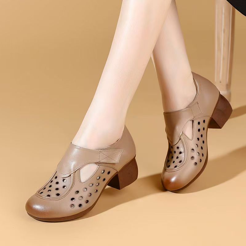 Velcro Hook Loop - Women's Summer New Leather Hollow Out