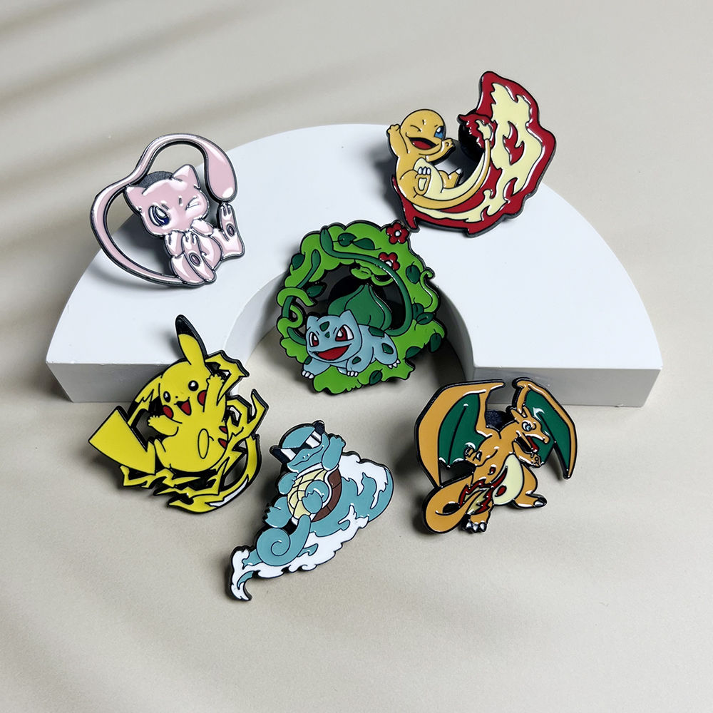 Cosplay Prop Bag - 6pcs Anime Pins Set Pokemon Enamel