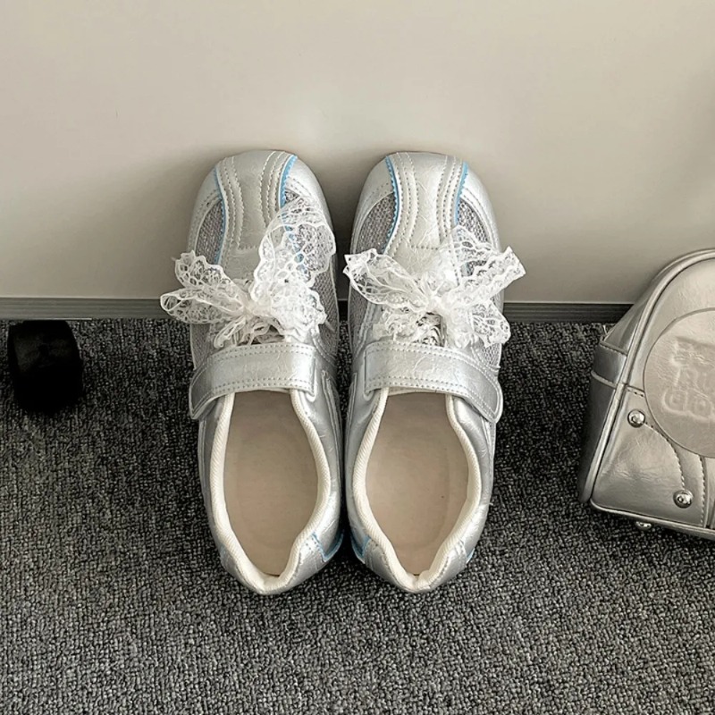 Women Casual Shoes Silver Retr - Velcro Hook Loop 리뷰 및 가격