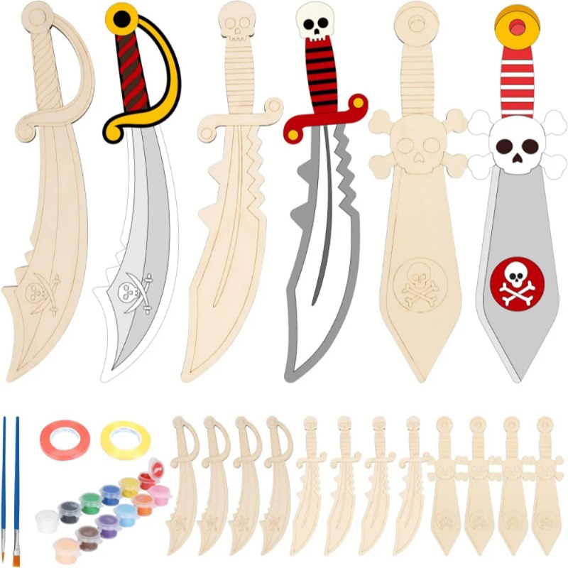 16pcs Wooden Swords Set Unfini - Cosplay Prop Painting 리뷰 및 가격